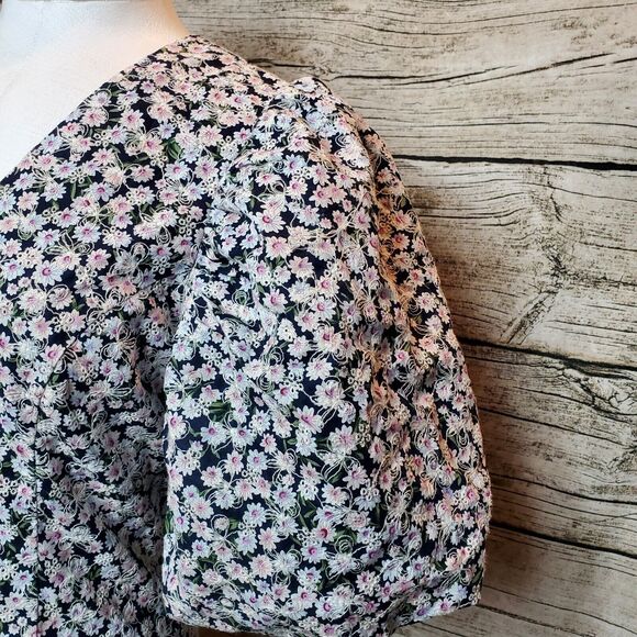 Free The Roses Embroidered Floral Mix Puff Sleeve Mini Dress Size Small - Picture 3 of 7